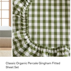 NWOT Quince Olive Gingham Fitted Sheet Set